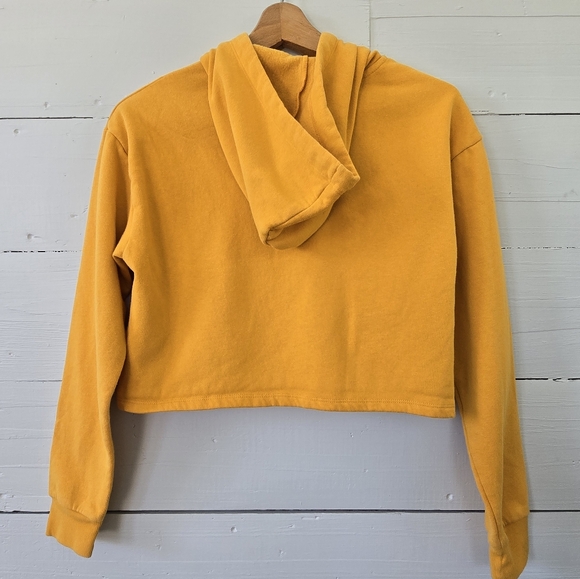 H&M Divided Cropped Drawstring Hoodie  Mustard Yellow  Women's Size  S - Picture 6 of 8